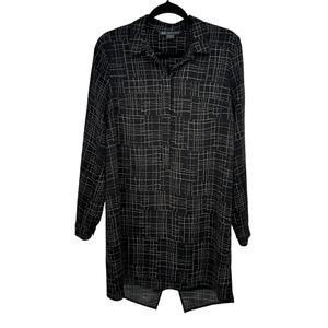 A/X Armani Exchange Black Geometric Print Shirt Dress Knee Length Office Work S